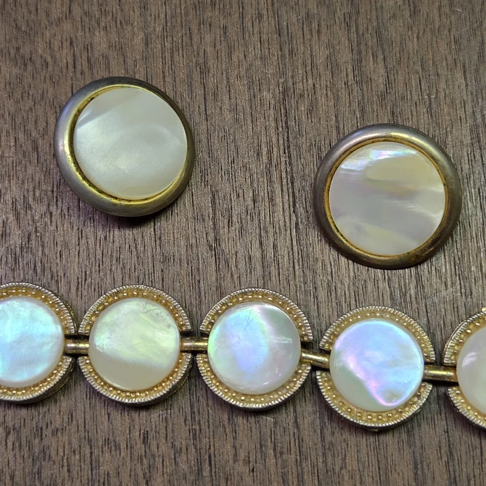 Vintage bracelet, clip on earring set